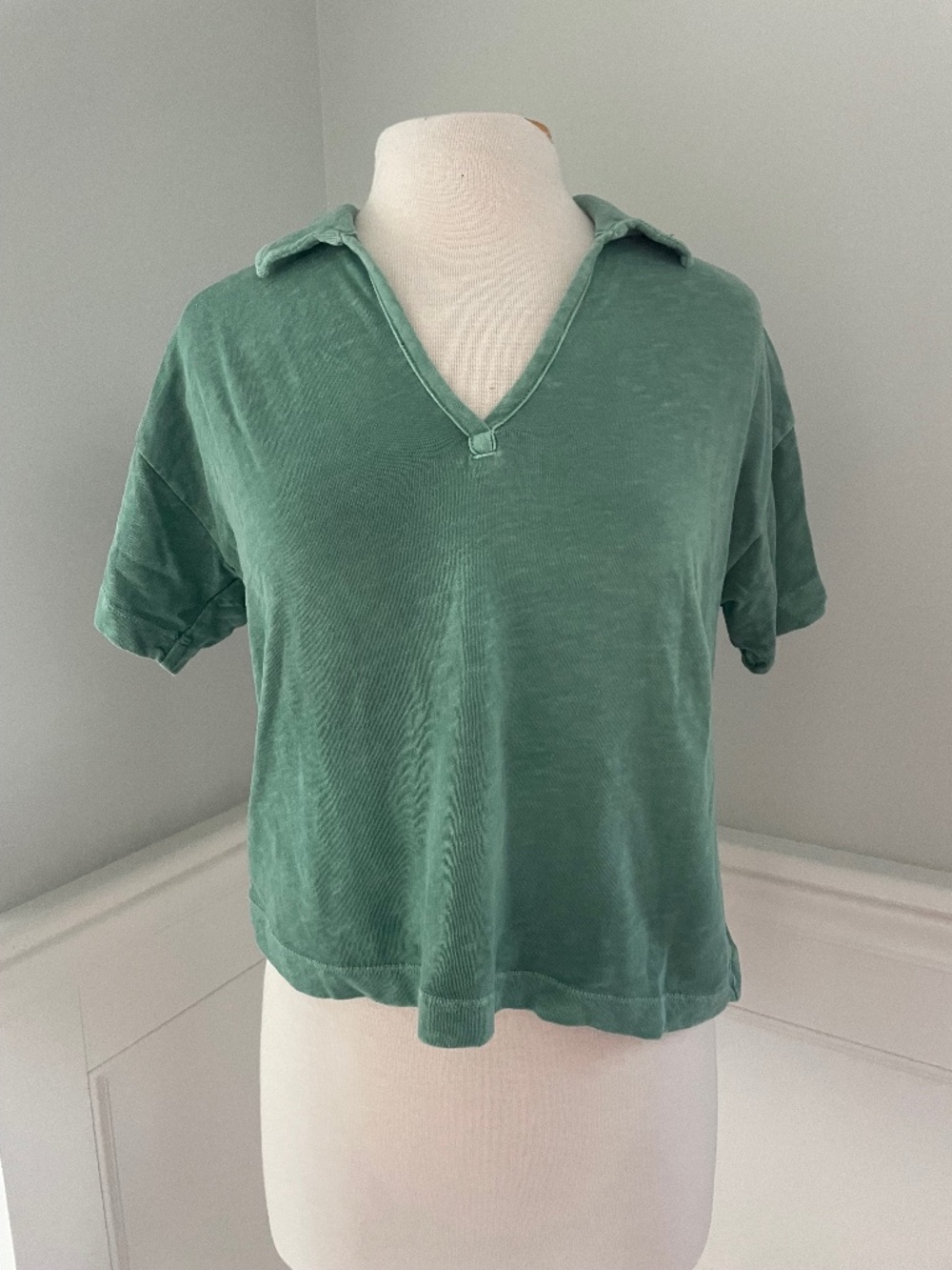 MARINE LAYER CROPPED COLLARED POLO SHIRT SIZE S!